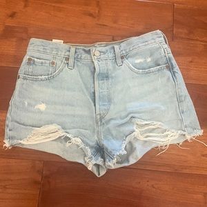 Levi's 501 Shorts size 29 High Rise Button fly Classic Cut Off Light Denim
